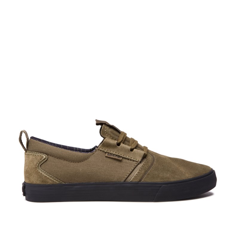 Supra Düz Taban Flow Erkek Ayakkabı Zeytin Yeşili Siyah | TR753595