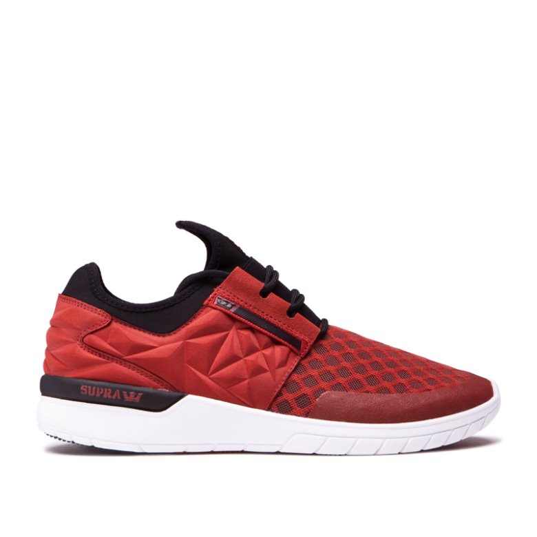 Supra Düz Taban Flow Run EVO Erkek Ayakkabı Kırmızı Siyah Beyaz | TR149613