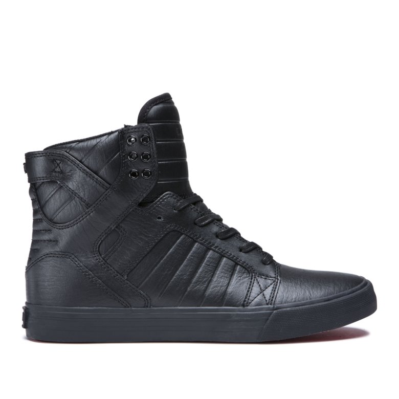 Supra Yüksek Taban Skytop Deri Kadın Ayakkabı Siyah | TR115866