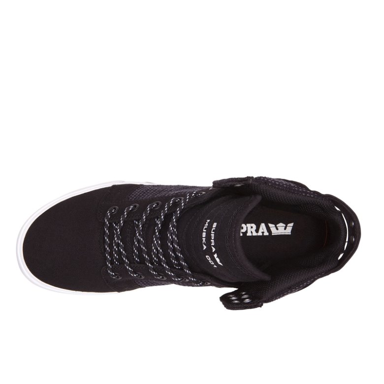 Supra Yüksek Taban Skytop Kadın Ayakkabı Siyah Beyaz Siyah | TR180246