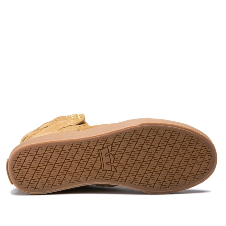 Supra Yüksek Taban Skytop Kadın Ayakkabı Kahverengi Altın | TR423791