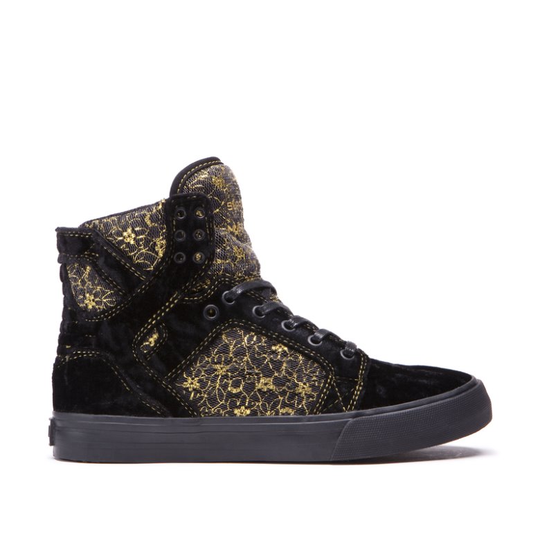 Supra Yüksek Taban Skytop Kadın Ayakkabı Siyah Altın | TR429454