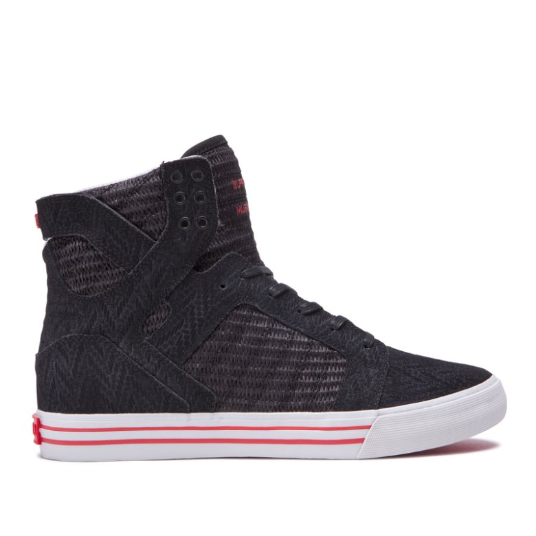 Supra Yüksek Taban Skytop Kadın Ayakkabı Siyah Kırmızı | TR765446