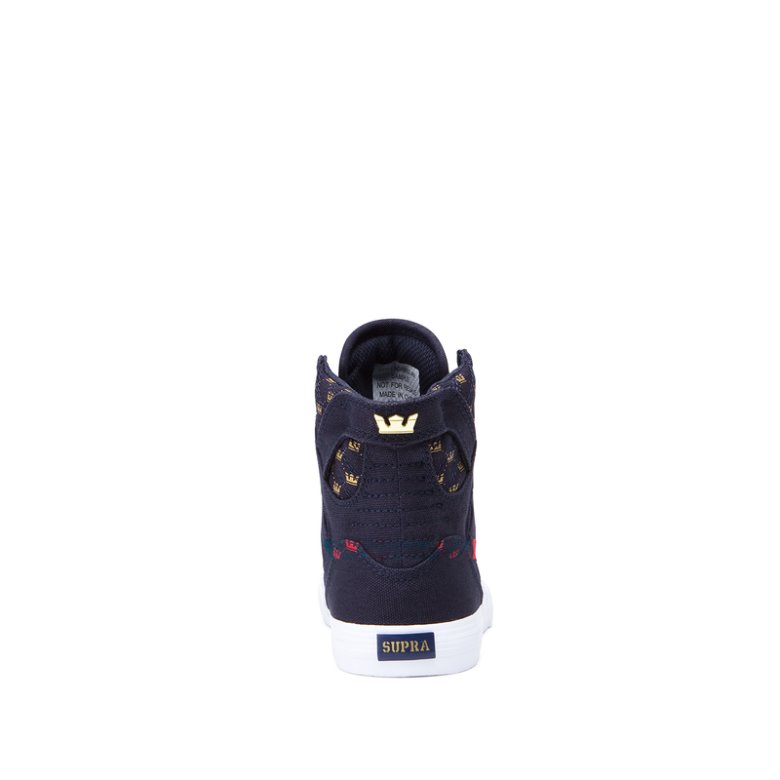 Supra Yüksek Taban Skytop Çocuk Ayakkabı Lacivert Altın Beyaz | TR466617