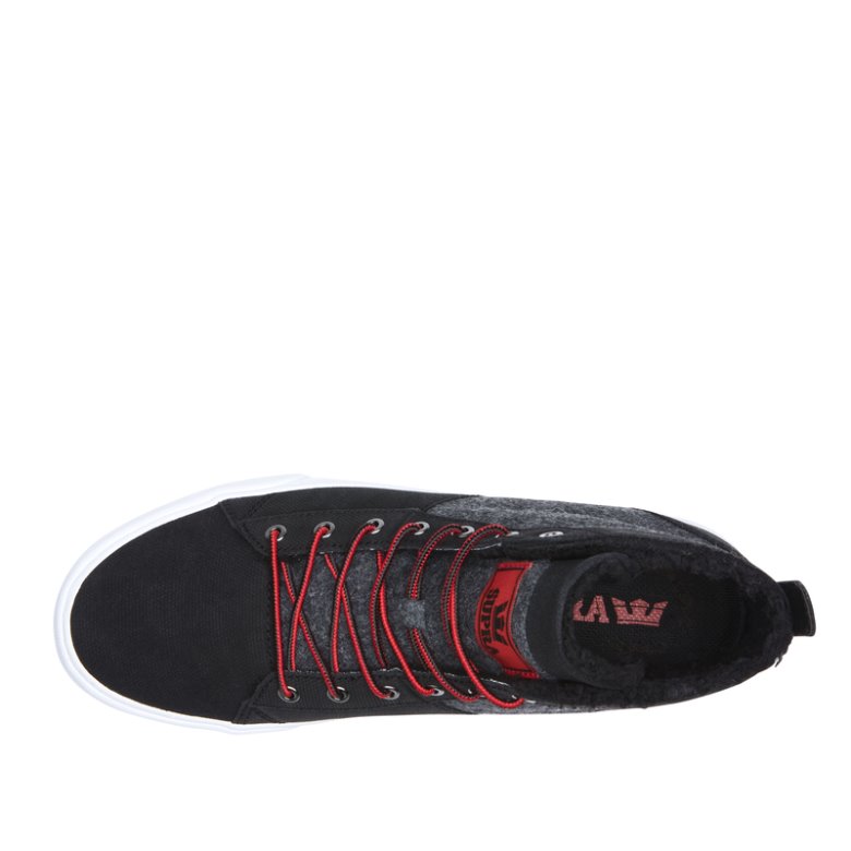 Supra Yüksek Taban Stacks Mid Cut Kadın Ayakkabı Koyu Gri Siyah Kırmızı | TR251168