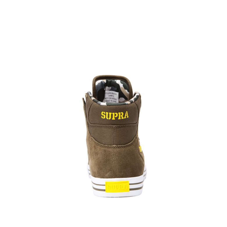 Supra Yüksek Taban Vaider Erkek Ayakkabı Zeytin Yeşili Sarı Beyaz | TR157881