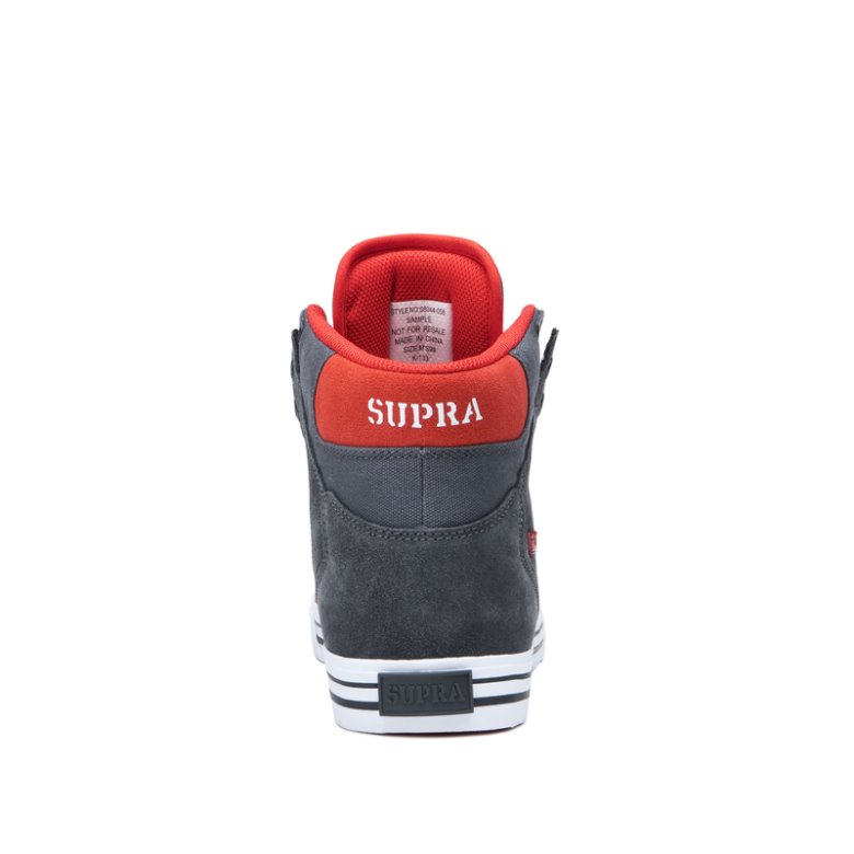 Supra Yüksek Taban Vaider Erkek Ayakkabı Kırmızı Koyu Gri | TR234978